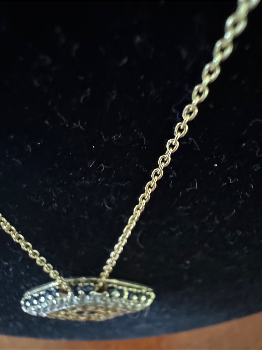 14K Gold Evil Eye Necklace with diamond and blue Sapphire stones - Picture 7 of 13